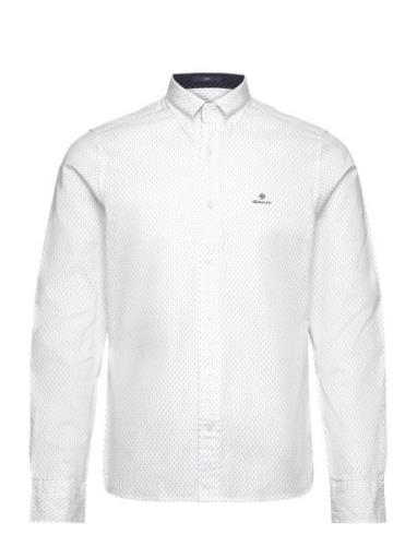 D1. Slim Micro Print Oxford Shirt Tops Shirts Casual White GANT