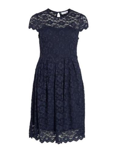 Vikalila Capsleeve Lace Dress - Noos Knälång Klänning Navy Vila