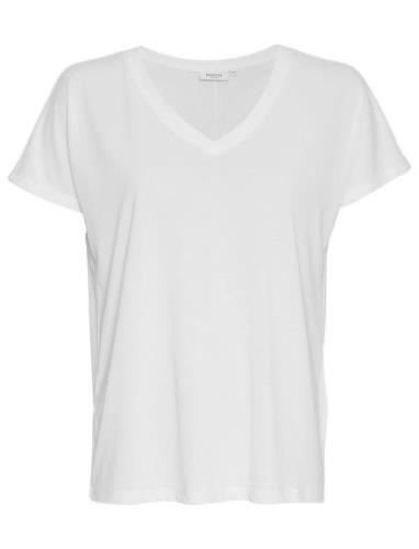 Mschfenya Modal Tee Tops T-shirts & Tops Short-sleeved White MSCH Cope...