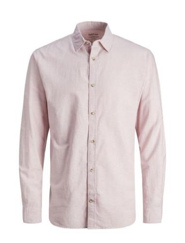 Jjesummer Linen Blend Shirt Ls Sn Tops Shirts Casual Pink Jack & J S