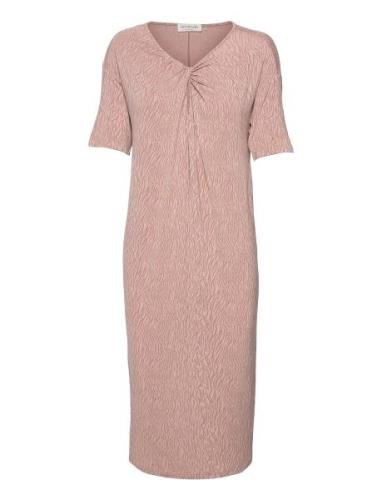 Dress Ss Knälång Klänning Pink Rosemunde