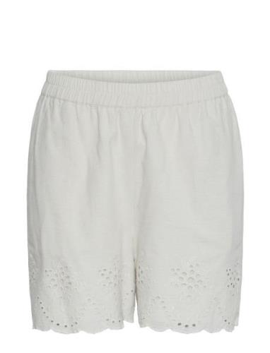 Pcalmina Mw Embroidery Shorts Bc Bottoms Shorts Casual Shorts Cream Pi...
