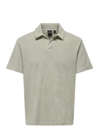 Onsdeniz Reg Terry Ss Polo Cs Tops Polos Short-sleeved Grey ONLY & SON...