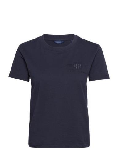 GANT Reg Tonal Shield Ss T-Shirt Marinblå