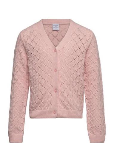 Cardigan Patternknit V Neck Tops Knitwear Cardigans Pink Lindex