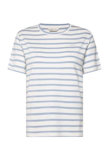 GANT Striped Ss T-Shirt Blå