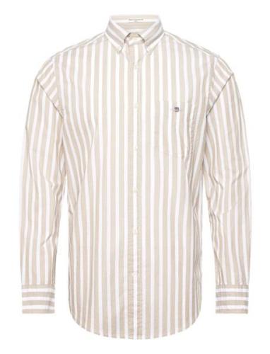 Reg Wide Poplin Stripe Shirt Tops Shirts Casual Beige GANT