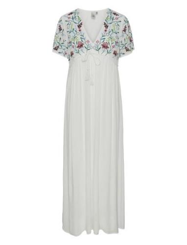 Yaschella Ss Maxi Dress S. - Fest Maxiklänning Festklänning White YAS