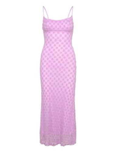 Adoni Mesh Midi Dress Knälång Klänning Purple Bardot