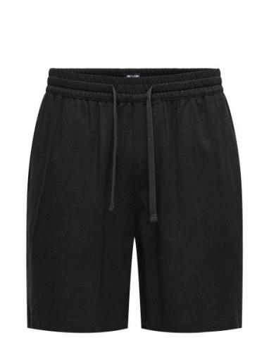 Onstel Visc Lin Shorts 0075 Cs Bottoms Shorts Casual Black ONLY & SONS