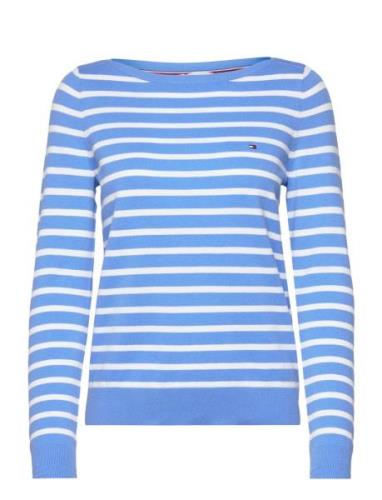 Co Jersey Stitch Boat-Nk Sweater Tops Knitwear Jumpers Blue Tommy Hilf...