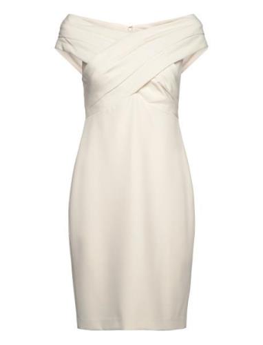 Crepe Off-The-Shoulder Cocktail Dress Kort Klänning Cream Lauren Ralph...