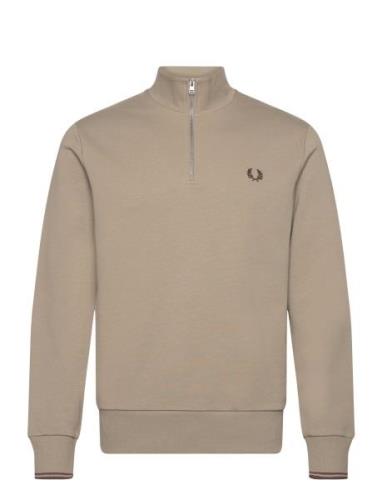 Half Zip Sweatshirt Tops Sweat-shirts & Hoodies Sweat-shirts Beige Fre...