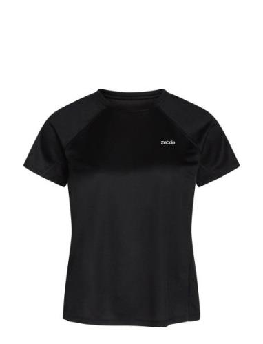 ZEBDIA Women Sports T-Shirt With Chest Print Svart