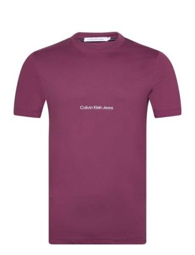 Institutional Tee Tops T-shirts Short-sleeved Burgundy Calvin Klein Je...