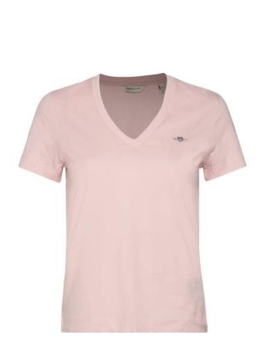 GANT Reg Shield Ss V-Neck T-Shirt Rosa