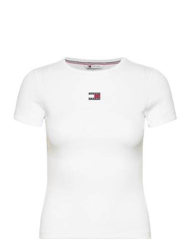 Tjw Slim Badge Rib Tee Tops T-shirts & Tops Short-sleeved White Tommy ...