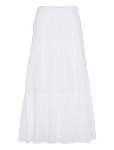 Maxi Cotton Skirt Lång Kjol White Gina Tricot