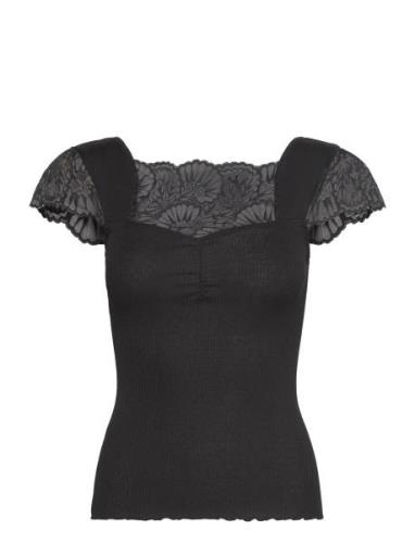 Rosemunde Silk T-Shirt W/ Lace Svart