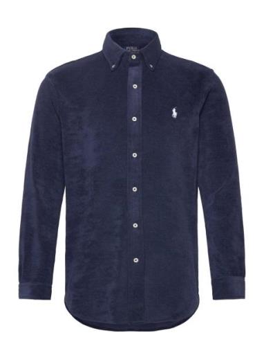 Rec Lw Cotton Terry-Lsl-Sps Tops Shirts Casual Navy Polo Ralph Lauren