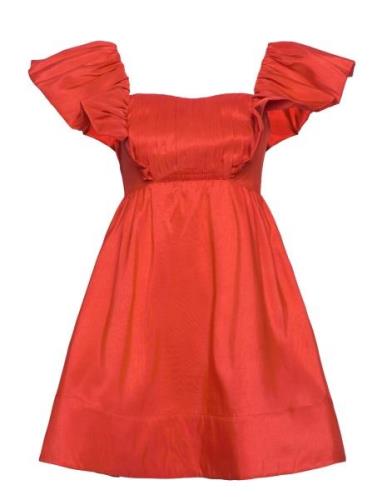 Bree Frill Detailed Mini Dress Kort Klänning Red Malina