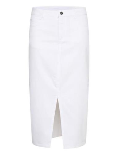 Kazelina Long Denim Skirt Knälång Kjol White Kaffe