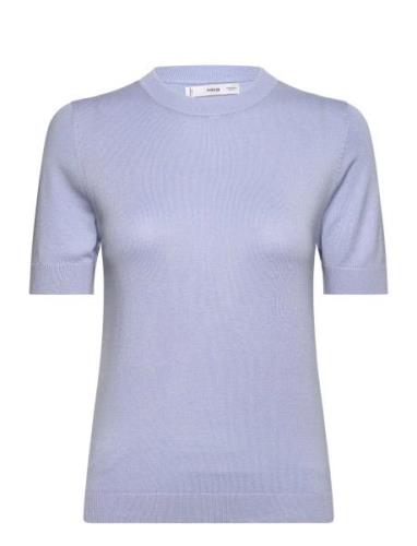 Short Sleeve Sweater Tops Knitwear Jumpers Blue Mango