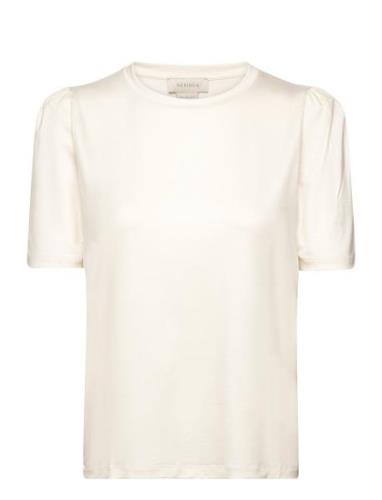 Tu Puff Top Tops T-shirts & Tops Short-sleeved Cream Residus