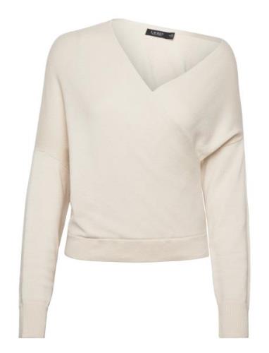 Cotton-Blend Surplice Jumper Tops Knitwear Jumpers White Lauren Ralph ...