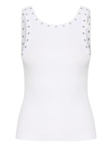 Drewgz Eyelet Tank Top Tops T-shirts & Tops Sleeveless White Gestuz