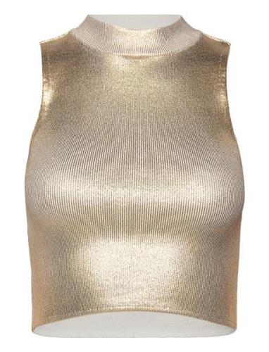 Mango Metallic Knit Top Guld