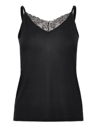 Esprit Collection Top With Lace, Lenzing™ Ecovero™ Svart