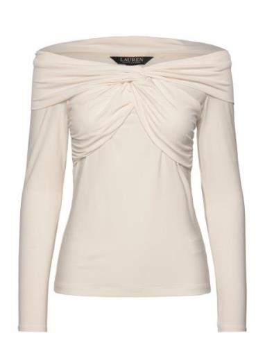 Lauren Ralph Lauren Jersey Off-The-Shoulder Top Kräm