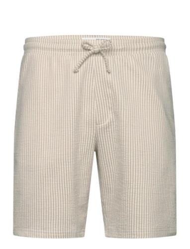 Slhregular-Ben Seersucker Jersey Shorts Bottoms Shorts Casual Beige Se...
