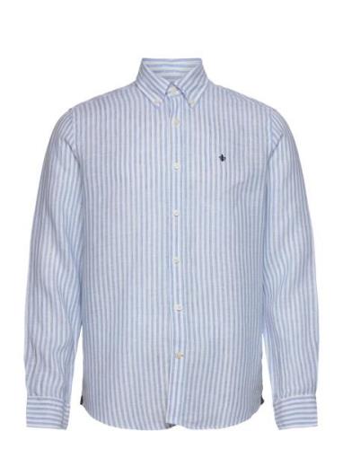 Douglas Linen Stripe Bd Shirt Tops Shirts Casual Blue Morris