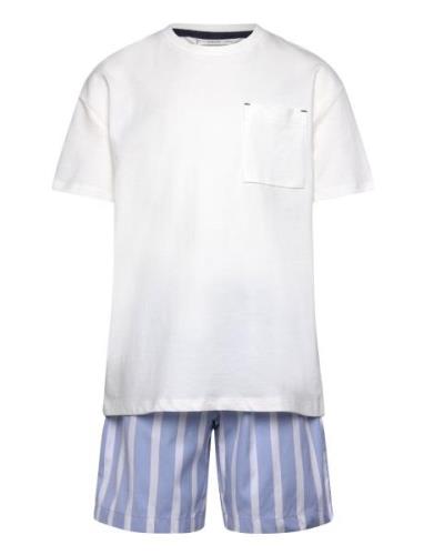 Striped Cotton Short Pyjamas Pyjamas Set Blue Mango