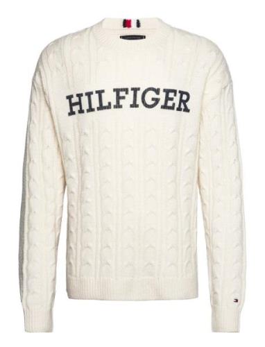 Cable Monotype Crew Neck Tops Knitwear Round Necks White Tommy Hilfige...