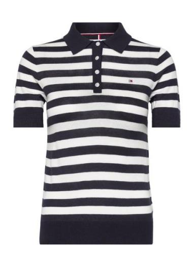 Co Lyocell Button Polo Ss Swt Tops T-shirts & Tops Polos Black Tommy H...