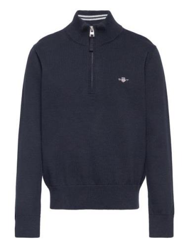 Shield Cotton Half Zip Tops Knitwear Pullovers Navy GANT