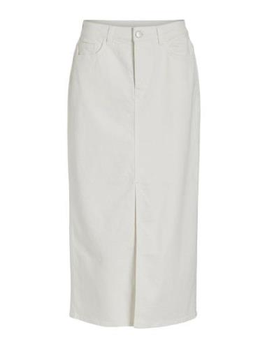 Vipia New Midi Denim Skirt Jaf White/Ln Knälång Kjol White Vila