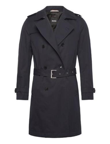 H-Hyde-Trench-241 Trench Coat Rock Navy BOSS