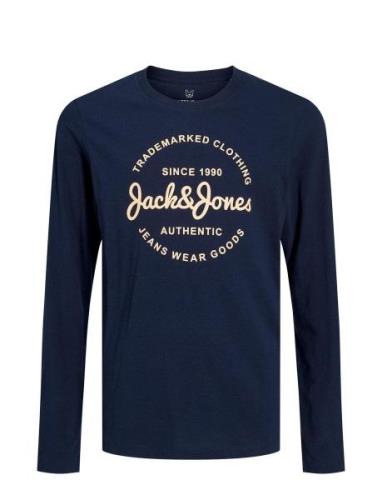 Jjforest Tee Ls Crew Neck Jnr Tops T-shirts Long-sleeved T-shirts Navy...