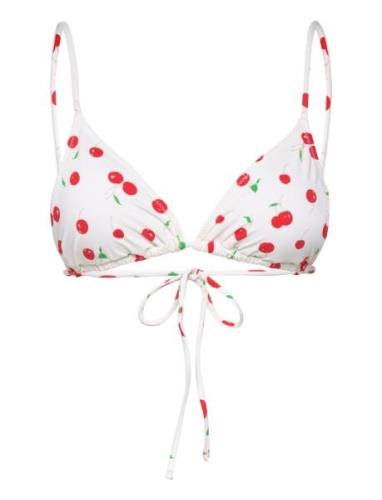 Cherry Bikini Top Swimwear Bikinis Bikini Tops Triangle Bikinitops Whi...