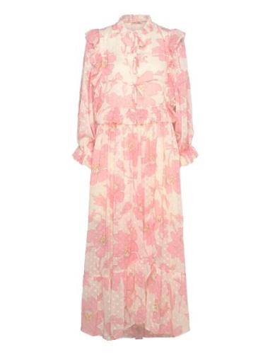 Maxi Chiffon Printed Dress Maxiklänning Festklänning Pink Stella Nova