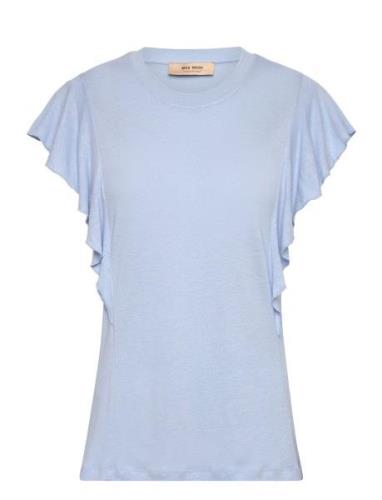 Mmchio Flounce Tee Tops T-shirts & Tops Short-sleeved Blue MOS MOSH