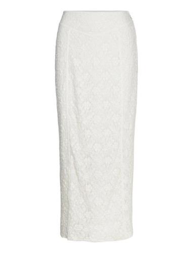 Lace Maxi Skirt Knälång Kjol White ROTATE Birger Christensen