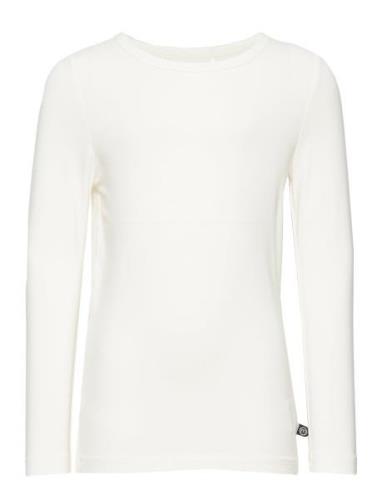 Blouse Ls - Bamboo Tops T-shirts Long-sleeved T-shirts White Minymo