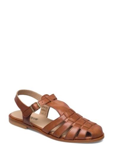 Sandals - Flat - Closed Toe - Op Platta Sandaler Brown ANGULUS