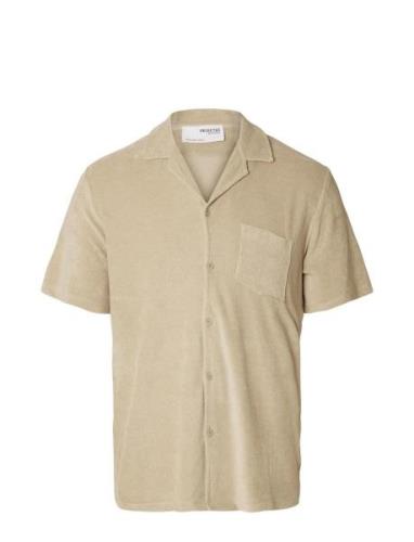 Slhrelax-Terry Ss Resort Shirt Ex Tops Shirts Short-sleeved Cream Sele...