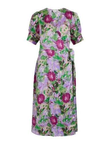 Vinaria S/S Wrap Midi Dress/Dc/Su Knälång Klänning Green Vila